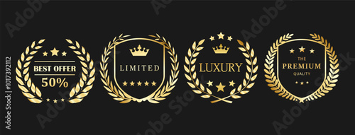 Luxury and Premium Laurel Wreath Badges for Exclusive Offers and Products


