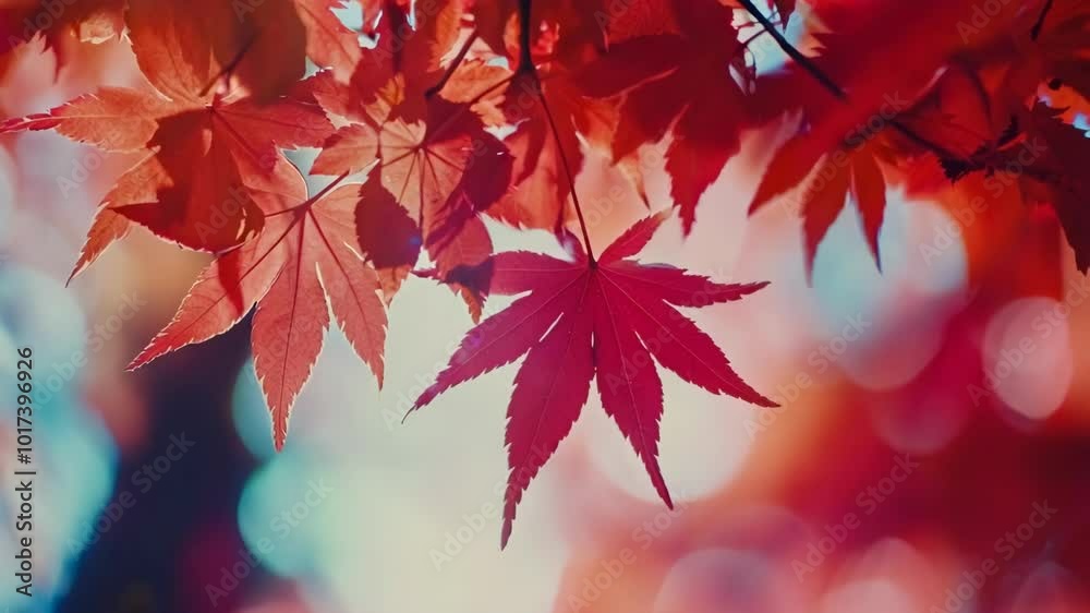 Capturing Autumn: Low Angle View of Red Foliage Against the Sky Capturing Autumn: Low Angle View of Red Foliage Against the Sky