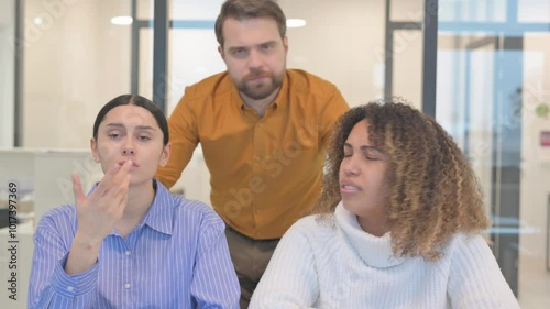 Portrait of Multi Ethnic Teammates Reacting to Failure in Office