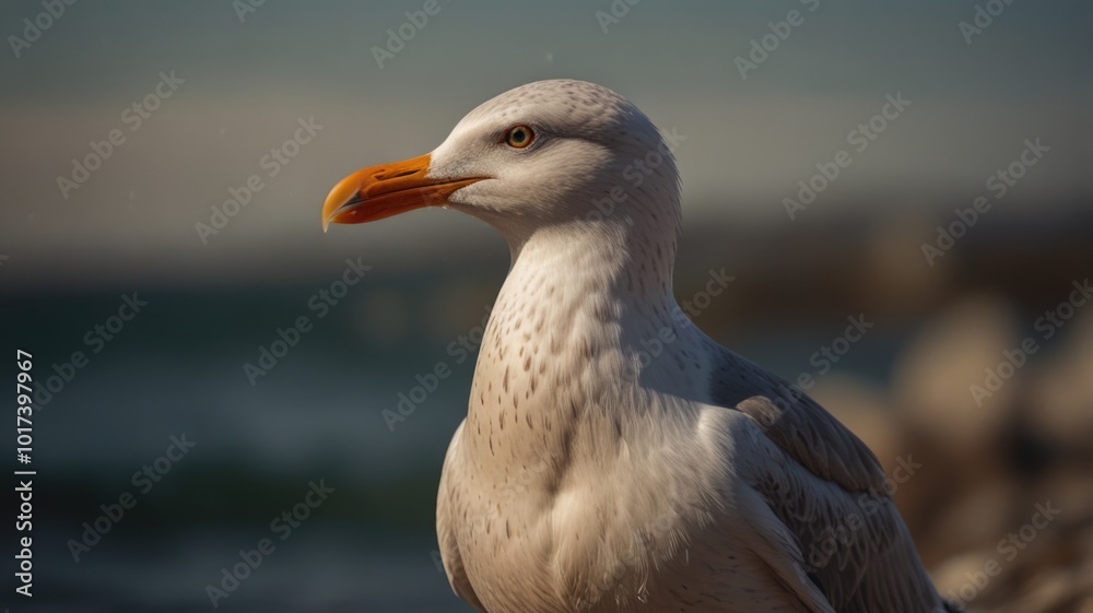 Seagull over a blurry background Seagull over a blurry background