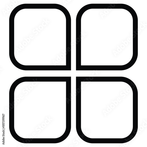 vector illustration of a 2D icon design that represents the classify icon. It consists of 4 boxes with 3 blunt corners and one 90-degree taper corner.