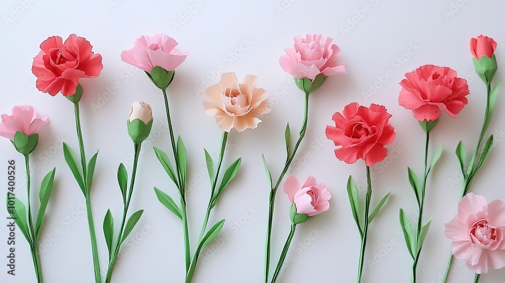 A Beautiful Arrangement of Carnation Flowers Displaying Their Rich, Lush Petals in Various Shades of Pink and White. The Delicate Blooms Showcase the Intricate Layering of Each Petal, A Beautiful Arrangement of Carnation Flowers Displaying Their Rich, Lush Petals in Various Shades of Pink and White. The Delicate Blooms Showcase the Intricate Layering of Each Petal,