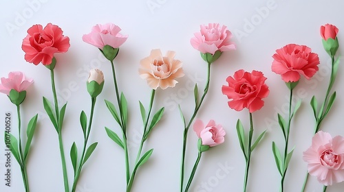 A Beautiful Arrangement of Carnation Flowers Displaying Their Rich, Lush Petals in Various Shades of Pink and White. The Delicate Blooms Showcase the Intricate Layering of Each Petal, 