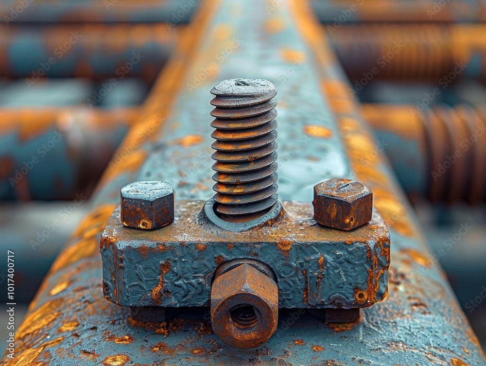 Close-up image of rusted bolts and reinforcement bars on a metal construction, highlighting texture and decay, white isolated background. Close-up image of rusted bolts and reinforcement bars on a metal construction, highlighting texture and decay, white isolated background.