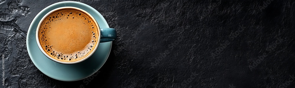 Overhead shot of a steaming cup of coffee on a black background with copy space. Overhead shot of a steaming cup of coffee on a black background with copy space.