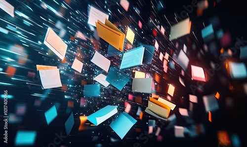 Fototapeta Naklejka Na Ścianę i Meble -  A colorful explosion of paper clips and folders