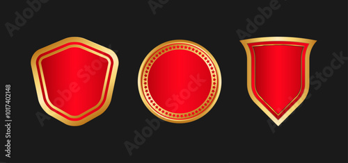 Golden Shield and Emblem Icons for Security and Defense

