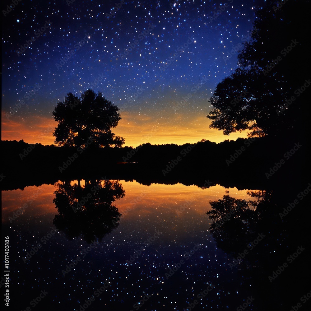 Night Sky Reflection on Water Night Sky Reflection on Water