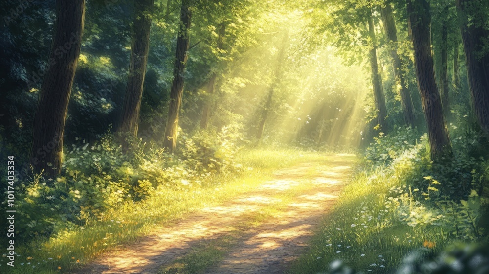 Sunlight Path in Forest Sunlight Path in Forest