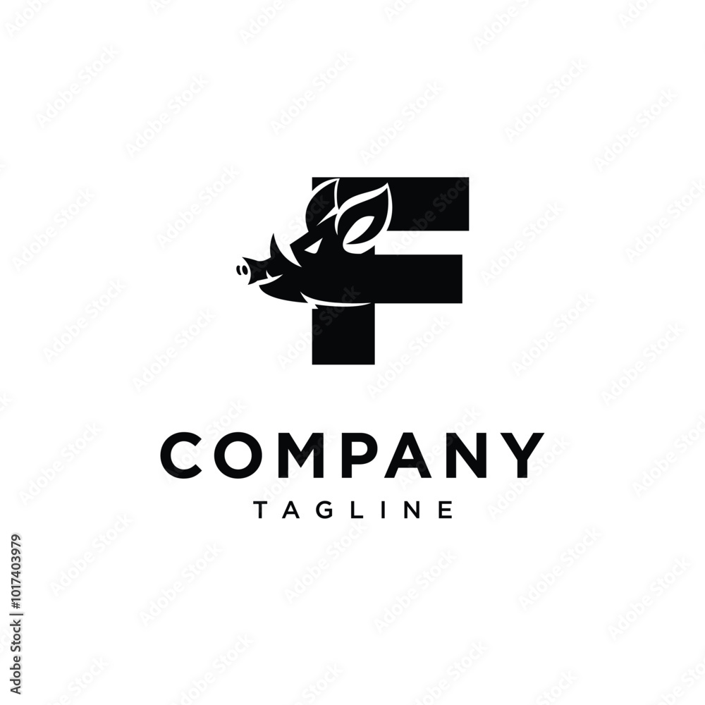 Fototapeta premium Letter F Boar Logo Icon Vector