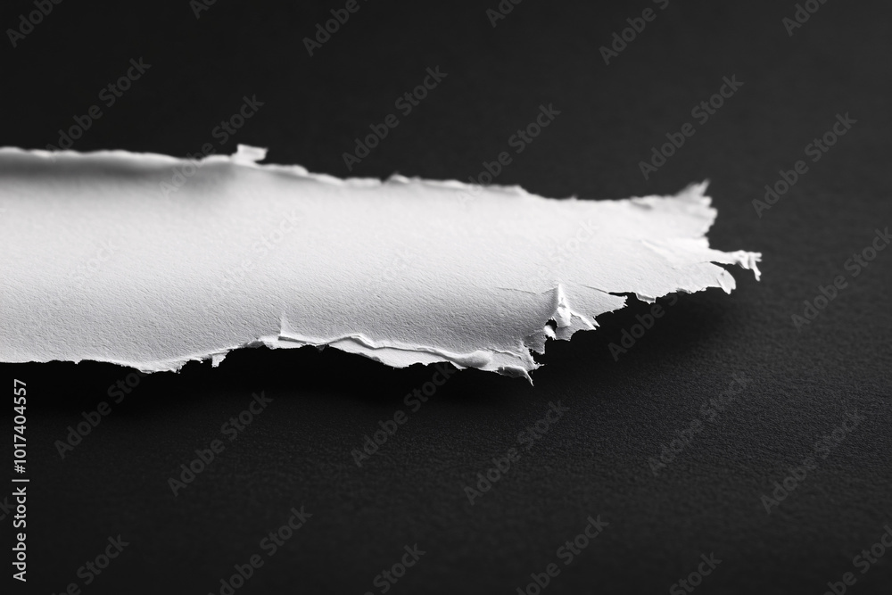 torn white paper on black background - abstract texture, minimalist design, copy space torn white paper on black background - abstract texture, minimalist design, copy space