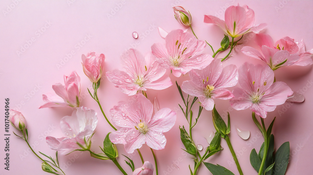 Fototapeta premium Beautiful abstract color pink and white flowers background and pink flower frame and white and pink background texture