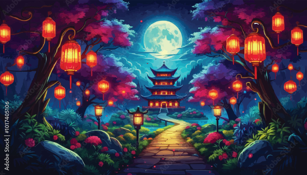Obraz premium Chinese temple in the garden