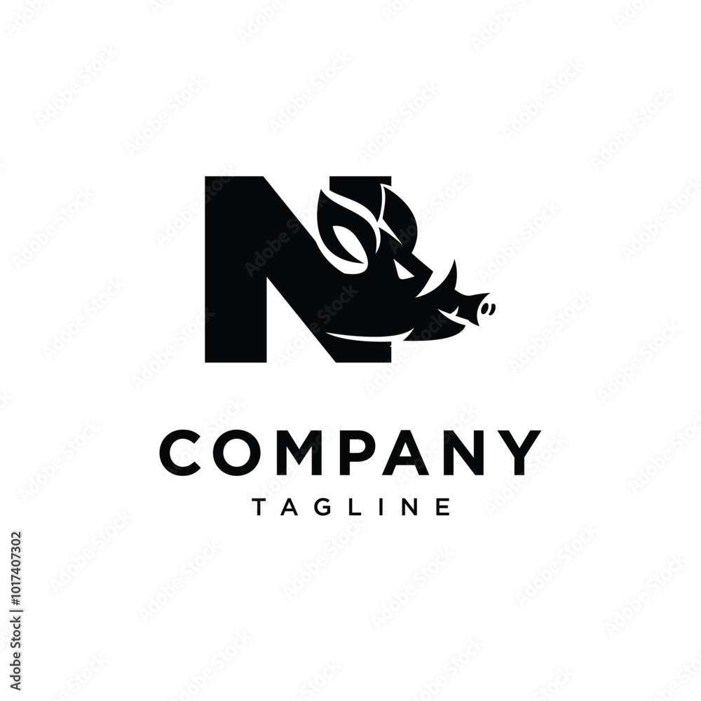 Fototapeta premium Letter N Boar Logo Icon Vector