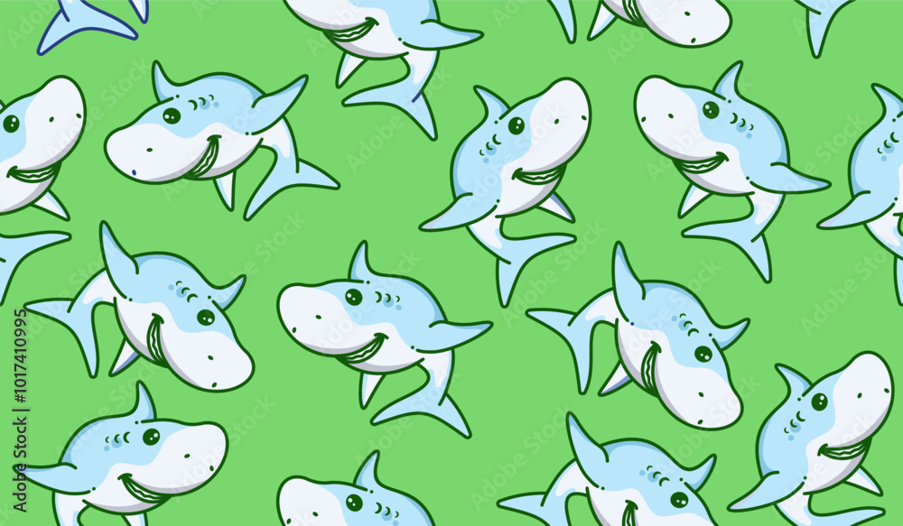 Cute shark pattern background vector design Cute shark pattern background vector design