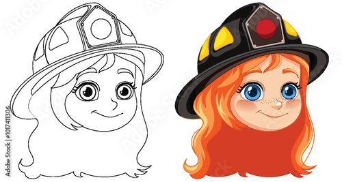 Firefighter Girl Vector Illustration