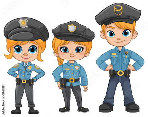 Young Girls in Police Uniforms
