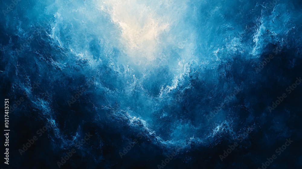 Obraz premium abstract blue ocean waves texture background - dark dramatic underwater art