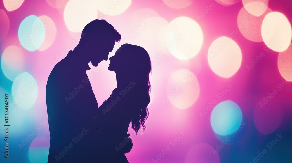 A graceful pair, lost in each others embrace, sways to a soft rhythm amidst a dreamy blur of colors. A graceful pair, lost in each others embrace, sways to a soft rhythm amidst a dreamy blur of colors.