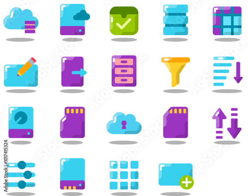 Set of Storage & Data icons