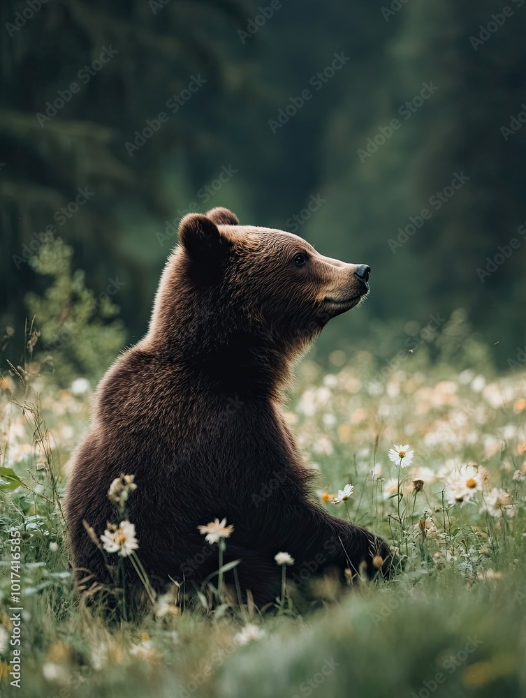 Fototapeta premium bear isolated on summer background