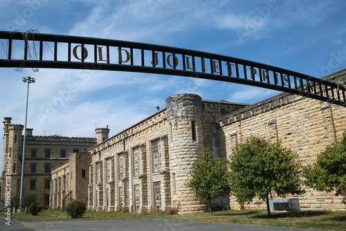 Entrance sign and Old Joliet Prison in Joliet, Illinois photo