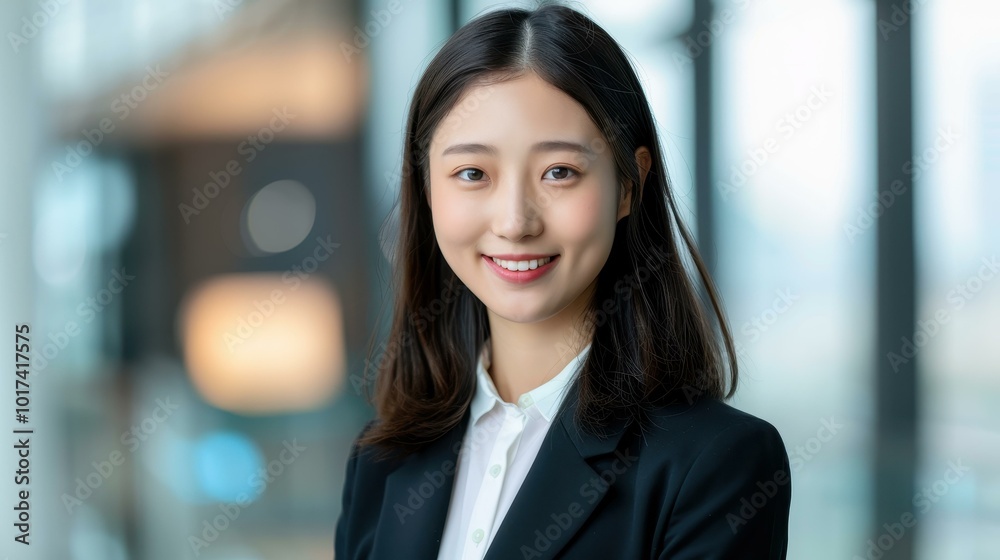 Confident, beautiful business woman in her 3s stands in the office, ready to take on challenges with a strong gaze. Confident, beautiful business woman in her 3s stands in the office, ready to take on challenges with a strong gaze.