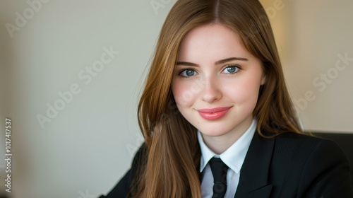 A confident woman dressed in professional attire actively takes notes during an engaging conference meeting in a sleek boardroom.