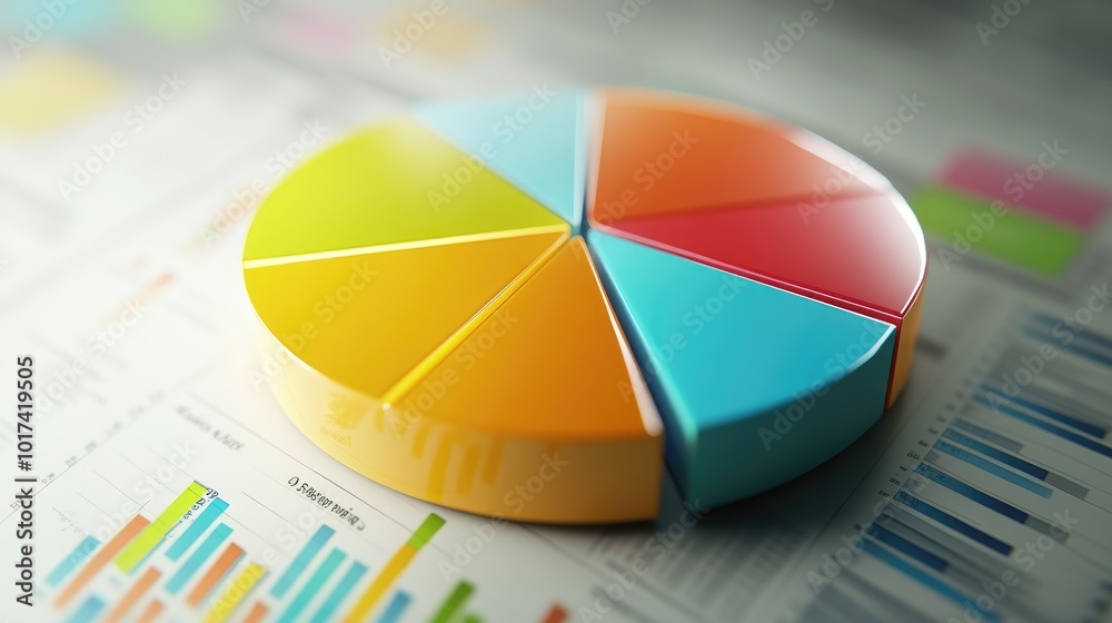 Fototapeta premium Colorful Pie Chart on Business Report Background