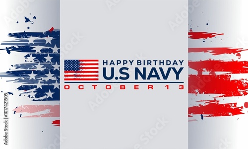  Happy birthday US Navy October 13 background Vector banner