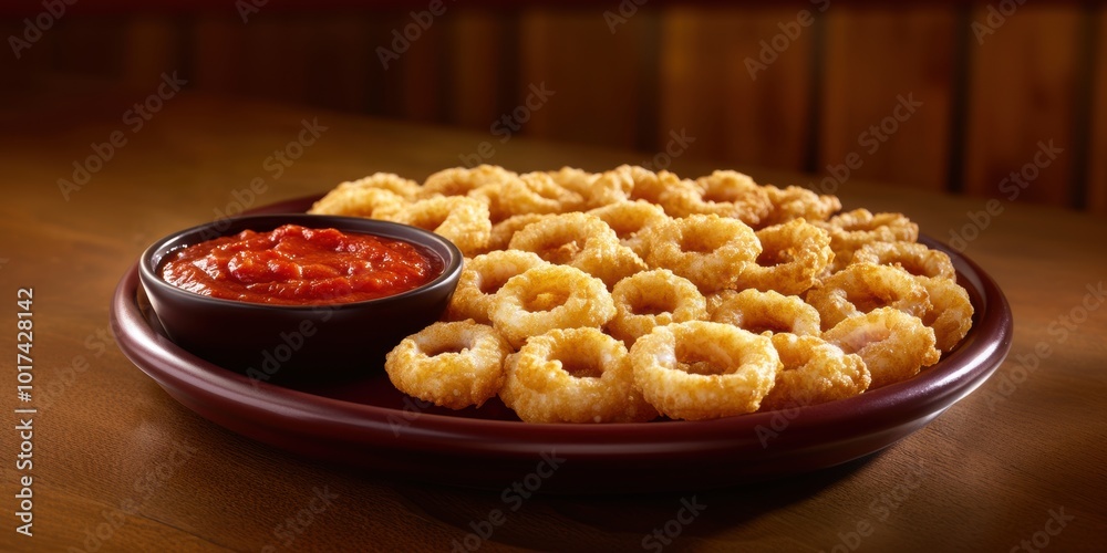 a plate of fried food with a bowl of sauce a plate of fried food with a bowl of sauce