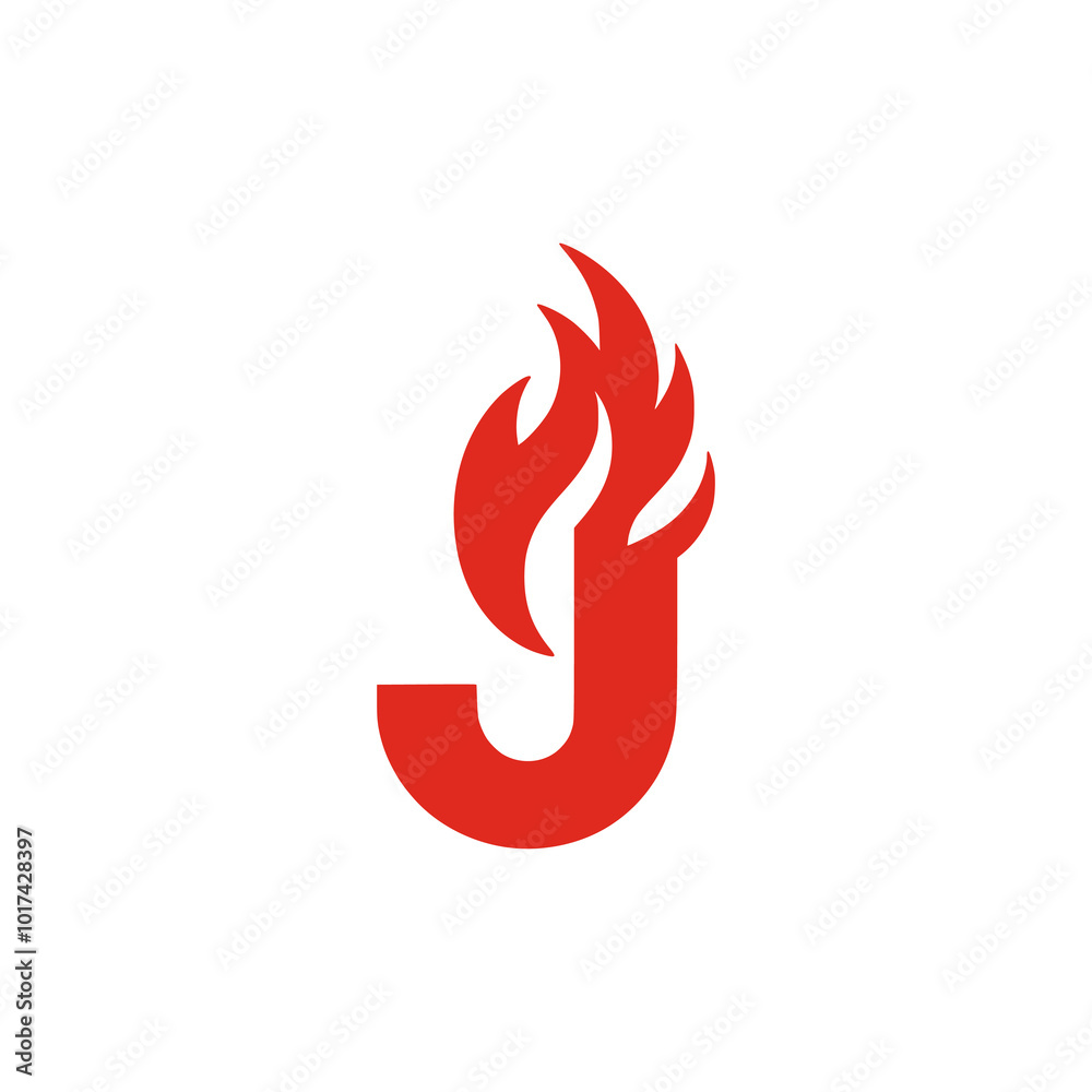 letter J with fire logo vector illustration template design letter J with fire logo vector illustration template design