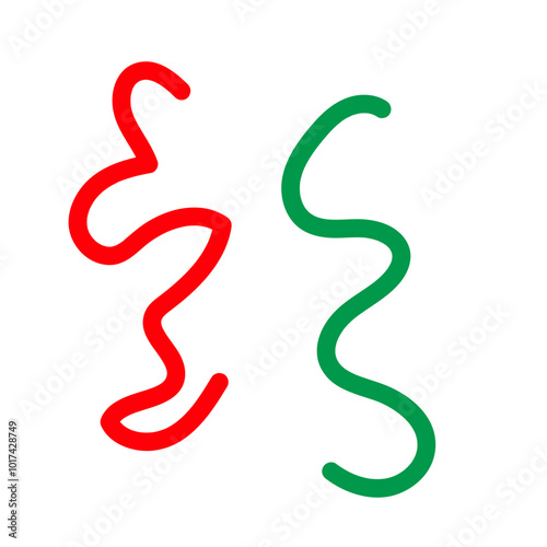 Green red squiggle lines decor