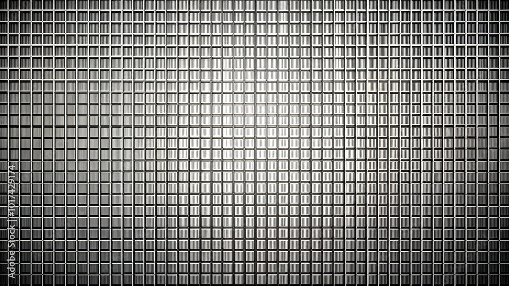 Abstract geometric square grid pattern with depth of field effect in black and white color scheme Abstract geometric square grid pattern with depth of field effect in black and white color scheme