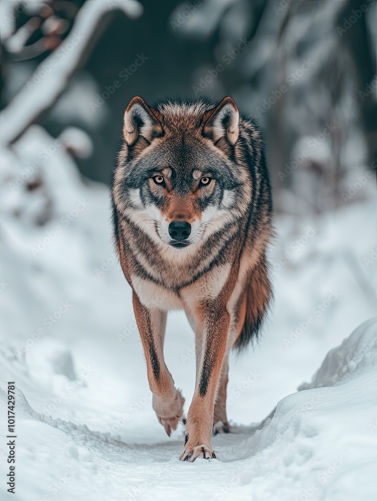 Obraz premium wolf isolated on winter background