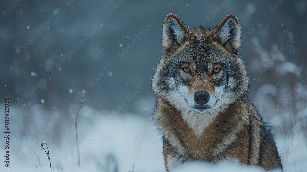 Obraz premium wolf isolated on winter background