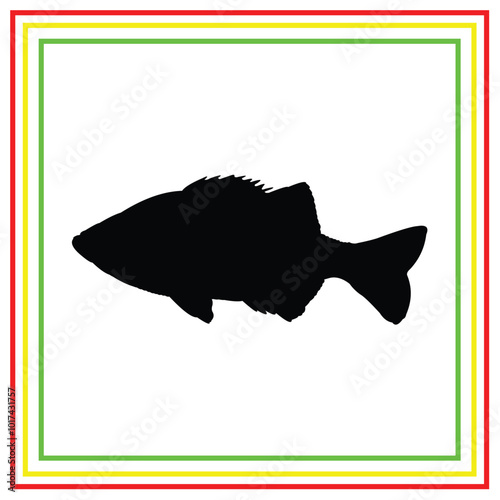 freshwater fish silhouette on black and white background