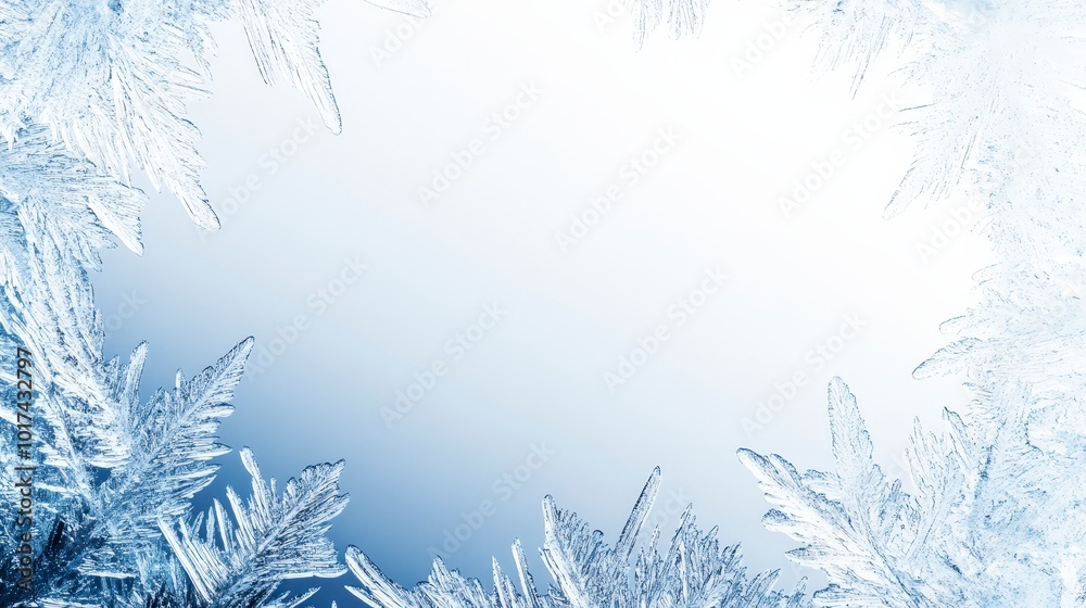 Obraz premium Beautiful border of ice crystals with a winter theme
