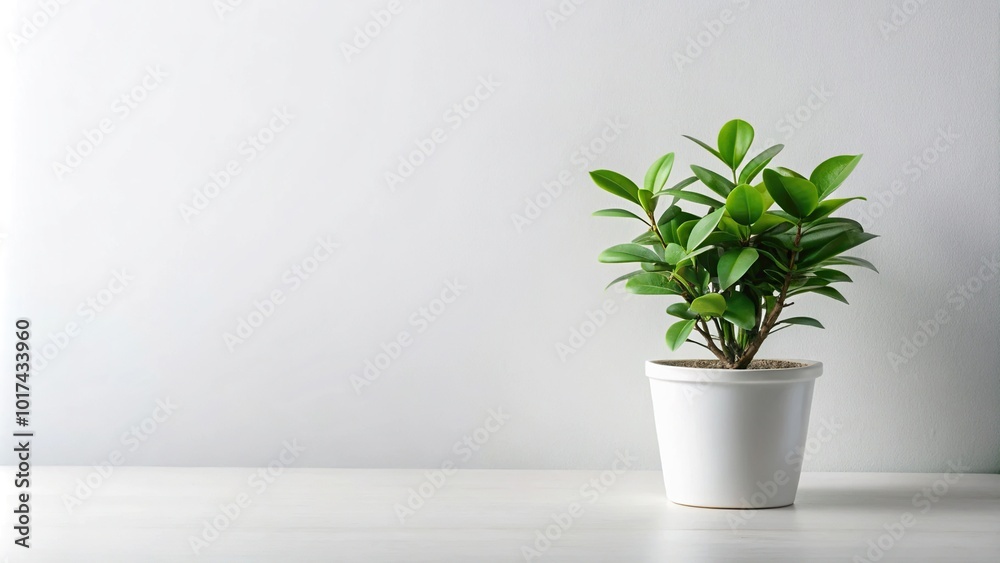 Fototapeta premium Asymmetrical green houseplant on white background