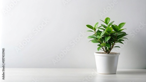 Asymmetrical green houseplant on white background