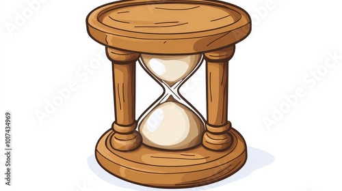 Illustration of a classic wooden hourglass with sand on white background photo