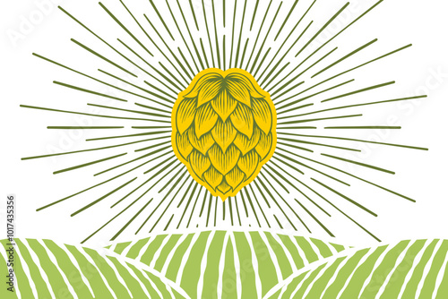 illustration of shining hops and farming