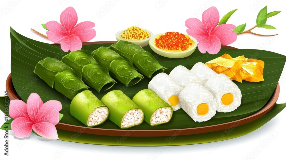 Illustration Lucky food traditions, on the white background Illustration Lucky food traditions, on the white background