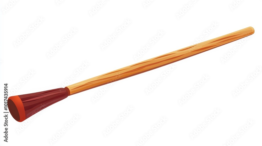 Traditional wooden didgeridoo with simple design on white background Traditional wooden didgeridoo with simple design on white background