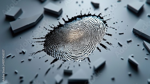 Fingerprint impression on a textured surface, abstract background.