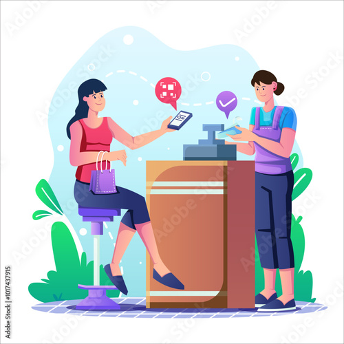Cardless Payment Illustration using modern style vector view