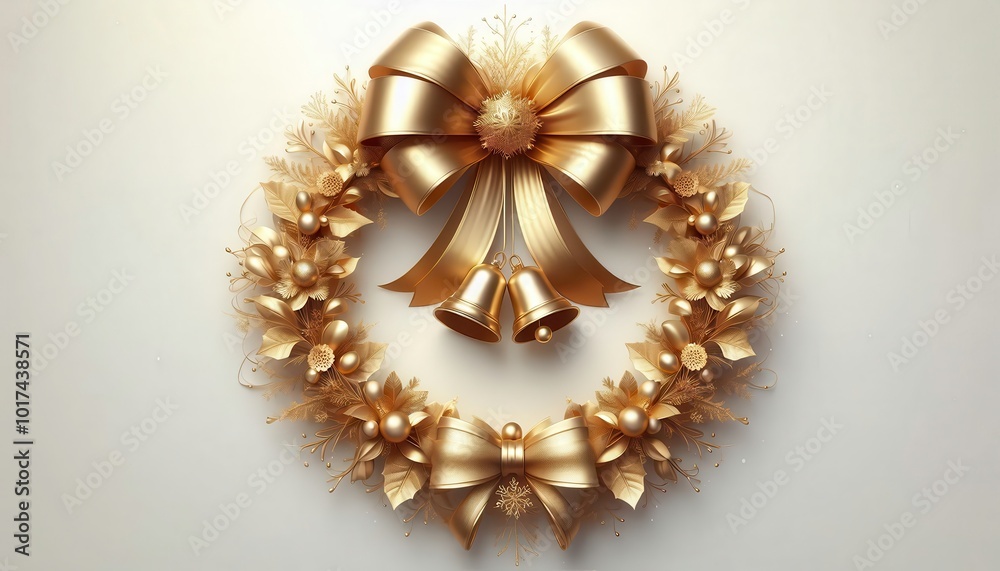 Naklejka premium guirlanda dourada com laço