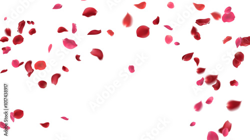 Rose petals or sakura flying petals, romantic background with realistic pink cherry flower petals flow or falling motion. Love, romance, floral spring season