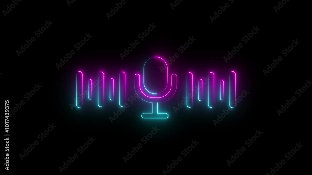 voice recording microphone button icon animation. Audio microphone icon animation in black background. Neon line microphone icon 4k animation video. voice recording microphone button icon animation. Audio microphone icon animation in black background. Neon line microphone icon 4k animation video.
