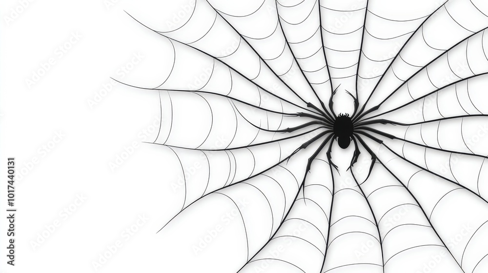 Obraz premium Spider sitting on a detailed web against a white background